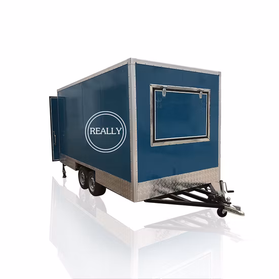 Rimorchio per snack quadrato da 4 m, supporto per rimorchio per gelato per camion di cibo standard europeo individuale, camion di cibo per catering da cucina mobile